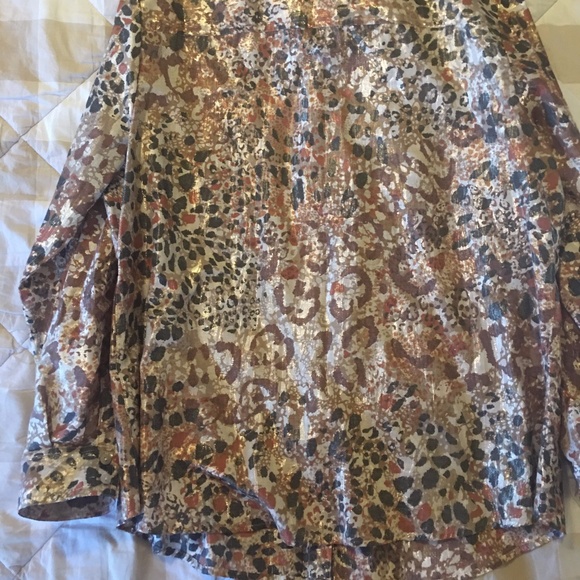 Ruby Rd. Metallic Leopard Print Button Down Shirt - Picture 6 of 6